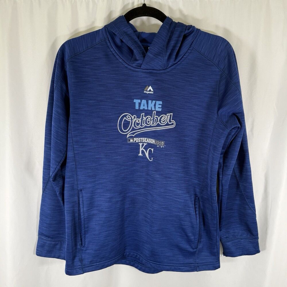 Kansas City Royals 2015 World Series Hoodie Boys Large Blue Take October
